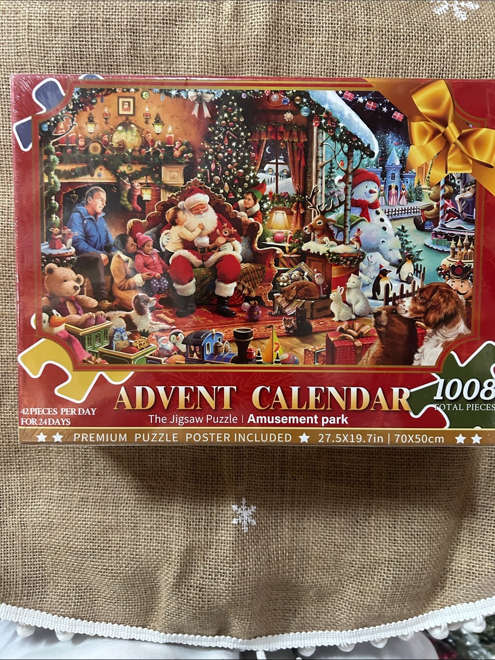Red Advent Calendar Jigsaw Puzzle — Festive Holiday Scene